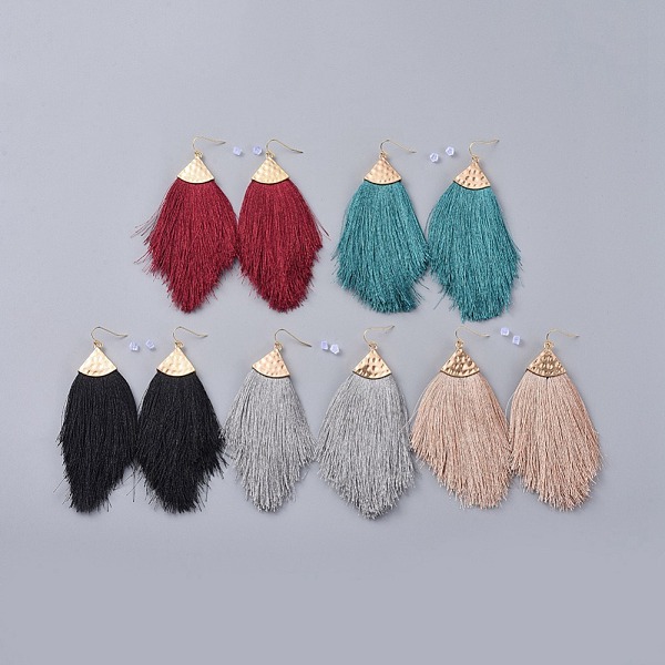 PandaHall Polyester Tassel Dangle Earrings, with Brass Earring Hooks and Plastic Ear Nuts, Golden, Mixed Color, 114mm, Pin: 0.6mm Polyester..., Multicolor
PandaHall Polyester Tassel Dangle Earrings, with Brass Earring Hooks and Plastic Ear Nuts, Golden, Mixed Color, 114mm, Pin: 0.6mm Polyester..., Multicolor