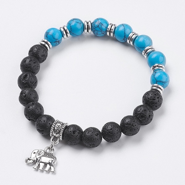 PandaHall Natural Lava Rock Beads Charm Bracelets, with Synthetic Turquoise and Alloy Findings, Elephant, Antique Silver, 2 inch(5cm)...
PandaHall Natural Lava Rock Beads Charm Bracelets, with Synthetic Turquoise and Alloy Findings, Elephant, Antique Silver, 2 inch(5cm)...