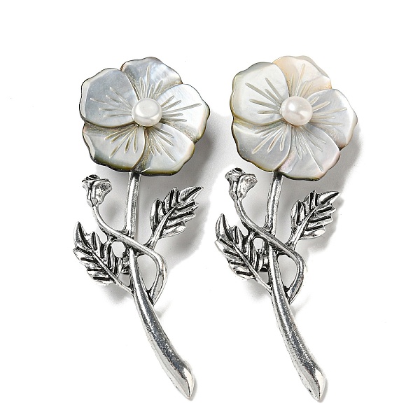 PandaHall Black Lip Shell Flower Alloy Brooch, with Freshwater Pearls, Antique Silver, WhiteSmoke, 71.5x27x7mm Shell Flower White
PandaHall Black Lip Shell Flower Alloy Brooch, with Freshwater Pearls, Antique Silver, WhiteSmoke, 71.5x27x7mm Shell Flower White