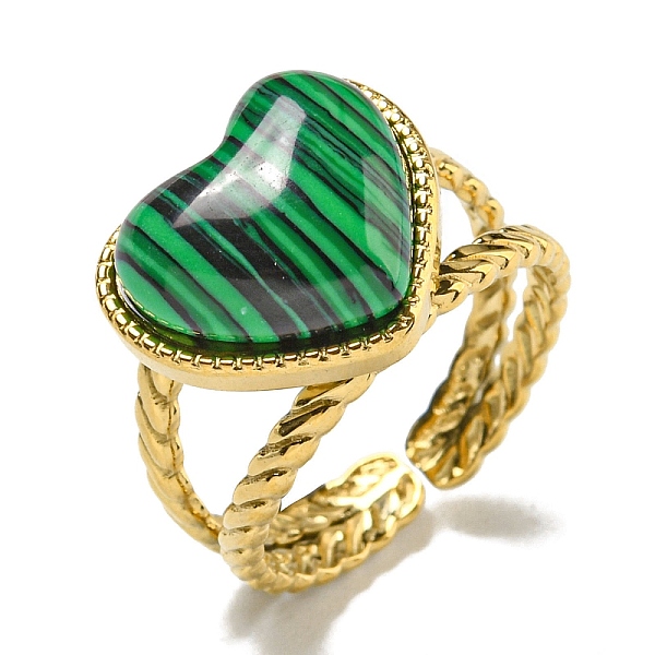 PandaHall 304 Stainless Steel Open Cuff Rings, Synthetic Malachite Heart Finger Rings for Women Men, Real 18K Gold Plated, Adjustable...
PandaHall 304 Stainless Steel Open Cuff Rings, Synthetic Malachite Heart Finger Rings for Women Men, Real 18K Gold Plated, Adjustable...