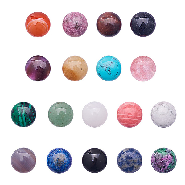 PandaHall 18 Kinds Natural & Synthetic Gemstone Cabochons, Half Round, 16x6mm, 1pc/color, 18pcs/set Mixed Stone Half Round
PandaHall 18 Kinds Natural & Synthetic Gemstone Cabochons, Half Round, 16x6mm, 1pc/color, 18pcs/set Mixed Stone Half Round