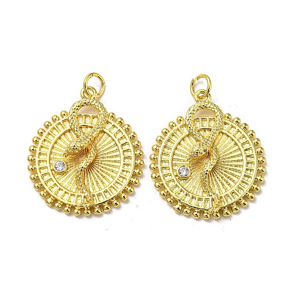 PandaHall Real 18K Gold Plated Brass Pendants, with Cubic Zirconia and Jump Ring, Flat Round with Snake Charms, Clear, 25x22x5mm, Hole: 3mm...
PandaHall Real 18K Gold Plated Brass Pendants, with Cubic Zirconia and Jump Ring, Flat Round with Snake Charms, Clear, 25x22x5mm, Hole: 3mm...