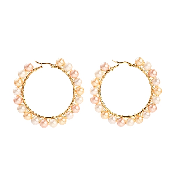 PandaHall 304 Stainless Steel Hoop Earrings, Hypoallergenic Earrings, with Round Shell Pearl Beads, Ring Shape, Golden, Colorful...
PandaHall 304 Stainless Steel Hoop Earrings, Hypoallergenic Earrings, with Round Shell Pearl Beads, Ring Shape, Golden, Colorful...