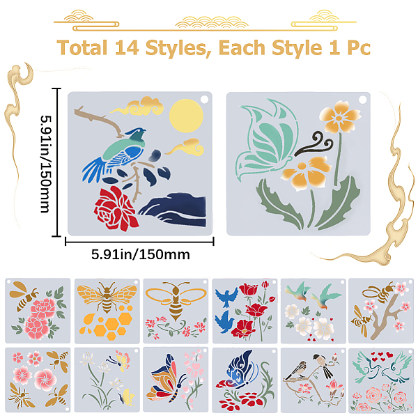 PandaHall GORGECRAFT 14 Styles Large Flower Bird Drawing Stencils Bee Butterfly Template Summer Plant Painting Reusable Plastic Spray Paint...
PandaHall GORGECRAFT 14 Styles Large Flower Bird Drawing Stencils Bee Butterfly Template Summer Plant Painting Reusable Plastic Spray Paint...