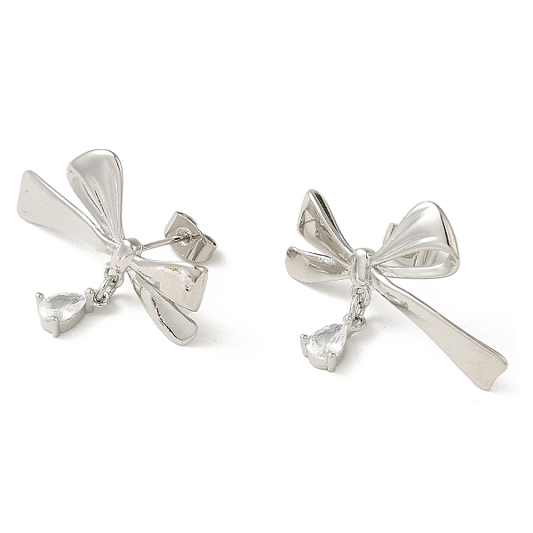 PandaHall Brass Stud Earrings, with Clear Cubic Zirconia for Women, Bowknot, Platinum, 23x32mm Brass Bowknot
PandaHall Brass Stud Earrings, with Clear Cubic Zirconia for Women, Bowknot, Platinum, 23x32mm Brass Bowknot
