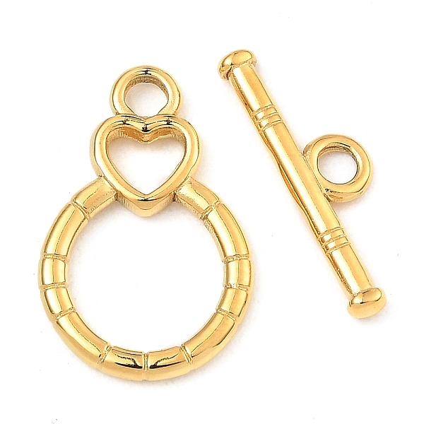 PandaHall 304 Stainless Steel Toggle Clasps, Ring with Heart, Real 18K Gold Plated, Ring: 21x14x2mm, Bar: 6x20x2mm, Hole: 2.5mm 304...
PandaHall 304 Stainless Steel Toggle Clasps, Ring with Heart, Real 18K Gold Plated, Ring: 21x14x2mm, Bar: 6x20x2mm, Hole: 2.5mm 304...