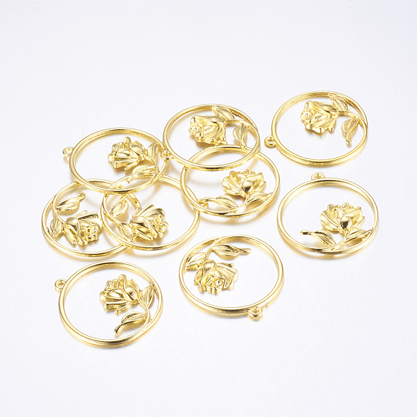 PandaHall Alloy Flower Pendants, Rose in Circle, Lead Free and Cadmium Free, Golden, 35x2mm, Hole: 2mm Alloy Flower
PandaHall Alloy Flower Pendants, Rose in Circle, Lead Free and Cadmium Free, Golden, 35x2mm, Hole: 2mm Alloy Flower