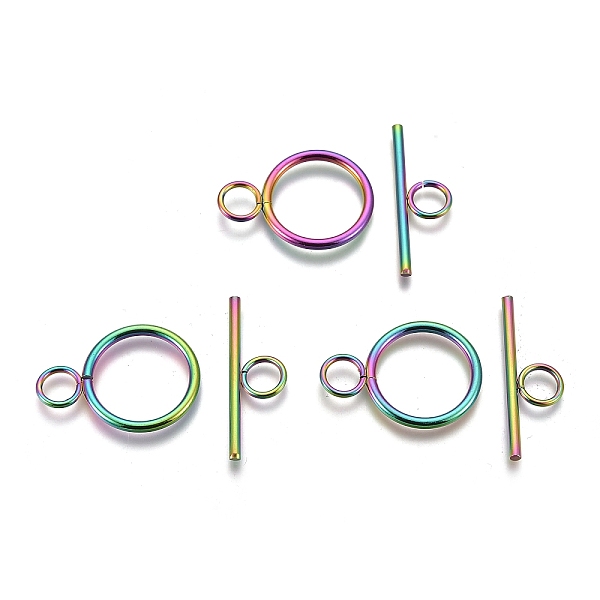 PandaHall Ion Plating(IP) 304 Stainless Steel Toggle Clasps, Ring, Rainbow Color, Ring: 28x20x2mm, Hole: 5.5mm, Bar: 30x10x2mm, Hole: 5.5mm...
PandaHall Ion Plating(IP) 304 Stainless Steel Toggle Clasps, Ring, Rainbow Color, Ring: 28x20x2mm, Hole: 5.5mm, Bar: 30x10x2mm, Hole: 5.5mm...