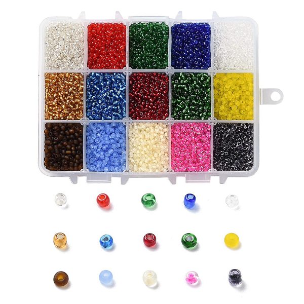 PandaHall 375G 15 Colors Glass Seed Beads, Transparent Colours, Round, Mixed Color, 8/0, 3~4x2~3mm, Hole: 0.8~1mm, 25g/color Glass..., Multicolor
PandaHall 375G 15 Colors Glass Seed Beads, Transparent Colours, Round, Mixed Color, 8/0, 3~4x2~3mm, Hole: 0.8~1mm, 25g/color Glass..., Multicolor
