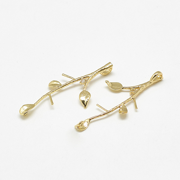 PandaHall Brass Peg Bails Pendants, For Half Drilled Bead, with Cubic Zirconia, Branch, Clear, Real 18K Gold Plated, 35x15.5x1mm, Hole...
PandaHall Brass Peg Bails Pendants, For Half Drilled Bead, with Cubic Zirconia, Branch, Clear, Real 18K Gold Plated, 35x15.5x1mm, Hole...