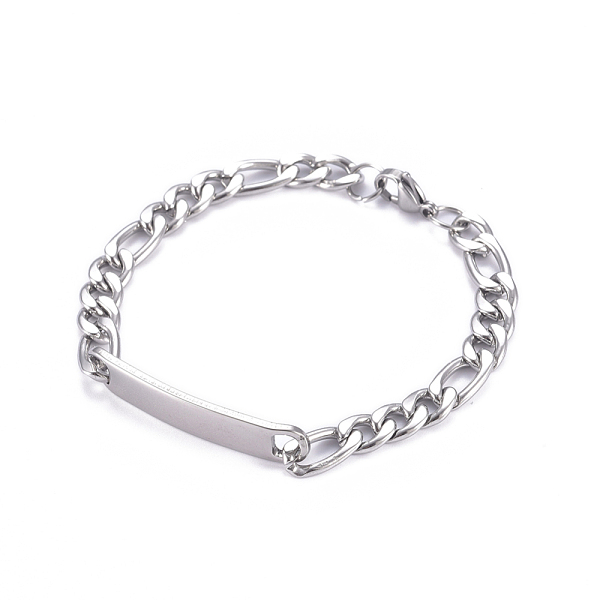 PandaHall 304 Stainless Steel Figaro Chain ID Bracelets, with Lobster Claw Clasps, Stainless Steel Color, 8-5/8 inch(22cm) 304 Stainless...
PandaHall 304 Stainless Steel Figaro Chain ID Bracelets, with Lobster Claw Clasps, Stainless Steel Color, 8-5/8 inch(22cm) 304 Stainless...