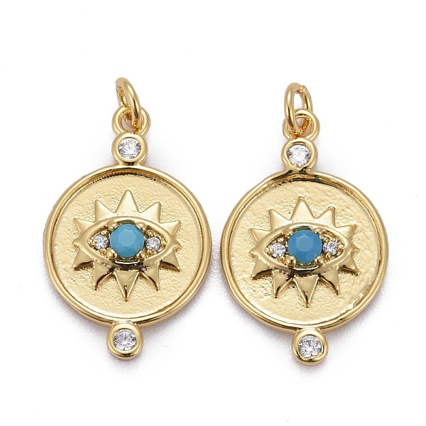 PandaHall Brass Micro Pave Clear & Blue Cubic Zirconia Pendants, with Jump Rings, Long-Lasting Plated, Flat Round with Eye, Real 18K Gold...
PandaHall Brass Micro Pave Clear & Blue Cubic Zirconia Pendants, with Jump Rings, Long-Lasting Plated, Flat Round with Eye, Real 18K Gold...