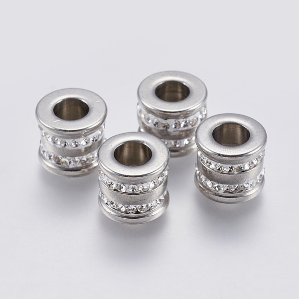 PandaHall 201 Stainless Steel Beads, with Polymer Clay Rhinestone, Large Hole Beads, Grooved, Column, Stainless Steel Color, 12x10.5mm, Hole..., White
PandaHall 201 Stainless Steel Beads, with Polymer Clay Rhinestone, Large Hole Beads, Grooved, Column, Stainless Steel Color, 12x10.5mm, Hole..., White