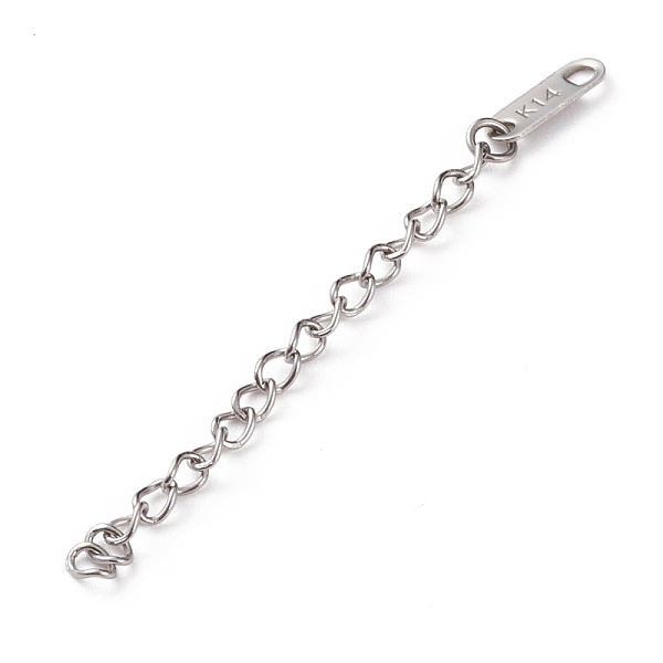 PandaHall 304 Stainless Steel Chain Extender, with Chain Tabs & Word K14, Stainless Steel Color, 60~62x3mm 304 Stainless Steel
PandaHall 304 Stainless Steel Chain Extender, with Chain Tabs & Word K14, Stainless Steel Color, 60~62x3mm 304 Stainless Steel