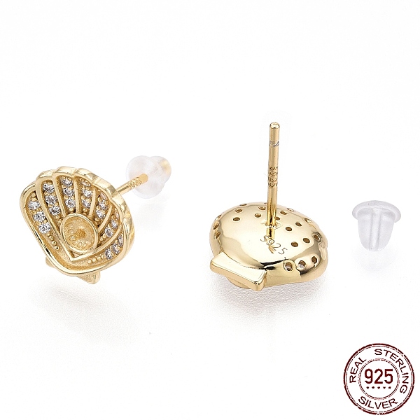 PandaHall 925 Sterling Silver Micro Pave Cubic Zirconia Stud Earring Findings, with Peg Bails, for Half Drilled Beads, Shell/Scallop Shape..., Clear
PandaHall 925 Sterling Silver Micro Pave Cubic Zirconia Stud Earring Findings, with Peg Bails, for Half Drilled Beads, Shell/Scallop Shape..., Clear