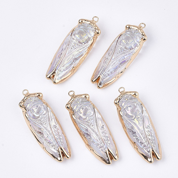 PandaHall Electroplate Glass Big Pendants, with Iron Findings, AB Color, Cicada, Golden, Clear AB, 53~55x18~19x13mm, Hole: 2.5mm Iron+Glass..., White
PandaHall Electroplate Glass Big Pendants, with Iron Findings, AB Color, Cicada, Golden, Clear AB, 53~55x18~19x13mm, Hole: 2.5mm Iron+Glass..., White