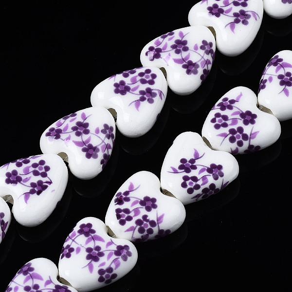 PandaHall Handmade Porcelain Ceramic Beads Strands, Flower Printed, Heart, Purple, 15x15x7mm, Hole: 3mm, about 23pcs/strand, 12.8 inches...
PandaHall Handmade Porcelain Ceramic Beads Strands, Flower Printed, Heart, Purple, 15x15x7mm, Hole: 3mm, about 23pcs/strand, 12.8 inches...