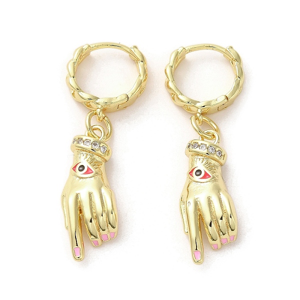 PandaHall Palm with Horse Eye Real 18K Gold Plated Brass Dangle Hoop Earrings, with Enamel and Cubic Zirconia, Pink, 36x8.5mm Cubic Zirconia...
PandaHall Palm with Horse Eye Real 18K Gold Plated Brass Dangle Hoop Earrings, with Enamel and Cubic Zirconia, Pink, 36x8.5mm Cubic Zirconia...