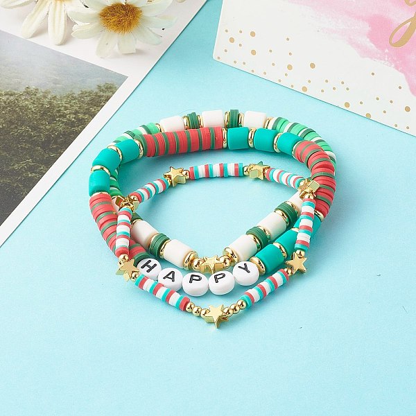 PandaHall Handmade Polymer Clay Beads Stretch Bracelets Sets, with Brass Beads and Acrylic Enamel Beads, HAPPY, Mixed Color, Inner Diameter..., Multicolor
PandaHall Handmade Polymer Clay Beads Stretch Bracelets Sets, with Brass Beads and Acrylic Enamel Beads, HAPPY, Mixed Color, Inner Diameter..., Multicolor