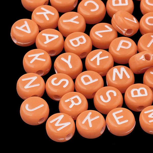 PandaHall Opaque Acrylic Beads, Horizontal Hole, Mixed Letters, Flat Round with Letter, Random Letters, Dark Orange, 7x4mm, Hole: 1.5mm...
PandaHall Opaque Acrylic Beads, Horizontal Hole, Mixed Letters, Flat Round with Letter, Random Letters, Dark Orange, 7x4mm, Hole: 1.5mm...