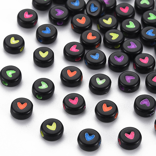 PandaHall Opaque Black Acrylic Beads, Flat Round with Mixed Color Heart, 7x3.5mm, Hole: 1.8mm, about 3700pcs/500g Acrylic Flat Round..., Multicolor
PandaHall Opaque Black Acrylic Beads, Flat Round with Mixed Color Heart, 7x3.5mm, Hole: 1.8mm, about 3700pcs/500g Acrylic Flat Round..., Multicolor