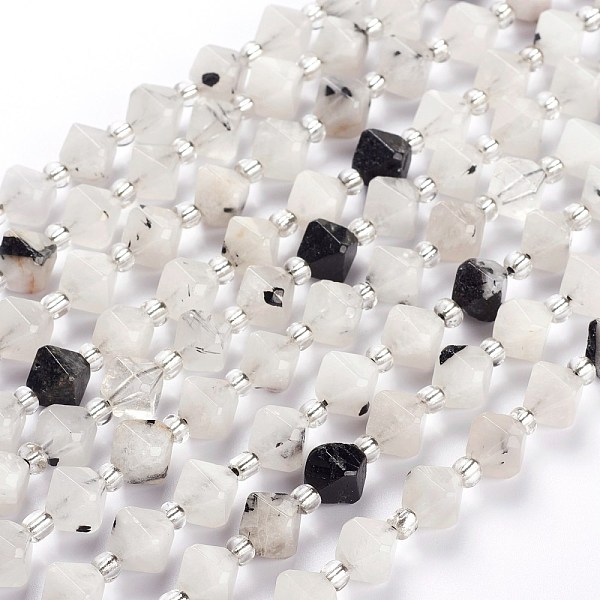 PandaHall Natural Tourmalinated Quartz/Black Rutilated Quartz Beads Strands, Faceted, with Seed Beads, Bicone, 9x7mm, Hole: 1.2mm, about...
PandaHall Natural Tourmalinated Quartz/Black Rutilated Quartz Beads Strands, Faceted, with Seed Beads, Bicone, 9x7mm, Hole: 1.2mm, about...
