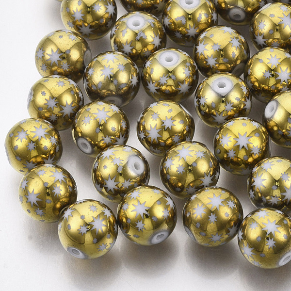 PandaHall Christmas Electroplate Glass Beads, Round with Star Pattern, Golden Plated, 10mm, Hole: 1.2mm Glass Round
PandaHall Christmas Electroplate Glass Beads, Round with Star Pattern, Golden Plated, 10mm, Hole: 1.2mm Glass Round