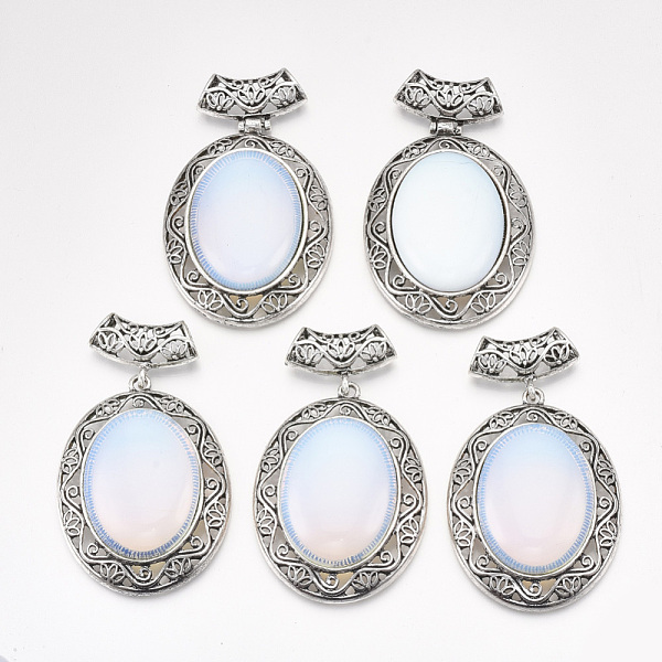 PandaHall Opalite Big Pendants, with Alloy Findings, Oval, Antique Silver, 60x46x15mm, Hole: 8x5mm Opalite Oval
PandaHall Opalite Big Pendants, with Alloy Findings, Oval, Antique Silver, 60x46x15mm, Hole: 8x5mm Opalite Oval