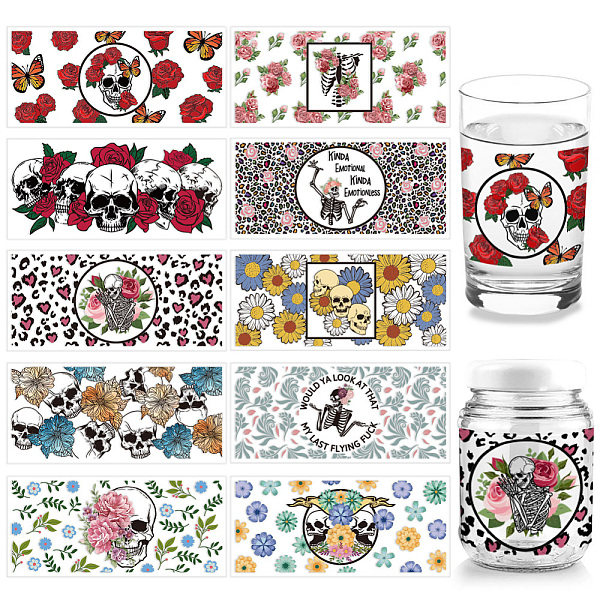 PandaHall PVC DIY Heat Transfer Paper, for UV Sublimation Cup, Skull, 110x240mm, 10 style, 1pc/style, 10pcs/set PVC Skull Multicolor
PandaHall PVC DIY Heat Transfer Paper, for UV Sublimation Cup, Skull, 110x240mm, 10 style, 1pc/style, 10pcs/set PVC Skull Multicolor
