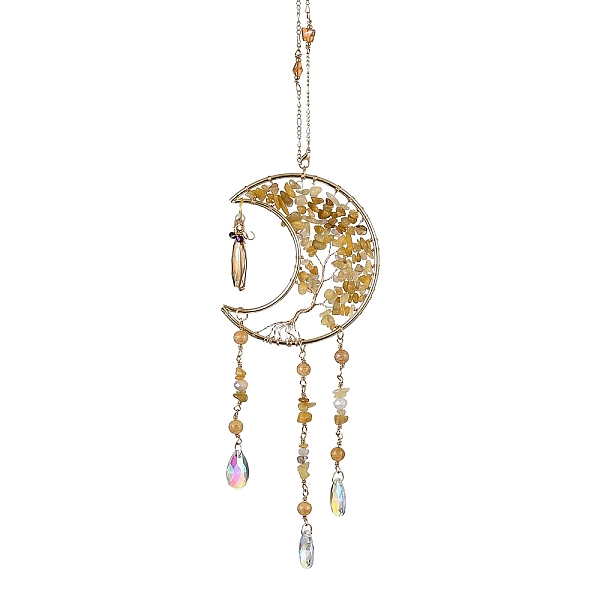 PandaHall Natural Carnelian Wind Chime, with Glass Beads and Iron Ring, Moon with Tree of Life, 380mm Carnelian Moon White
PandaHall Natural Carnelian Wind Chime, with Glass Beads and Iron Ring, Moon with Tree of Life, 380mm Carnelian Moon White