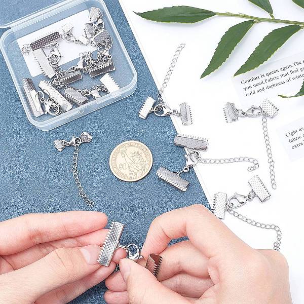 PandaHall 304 Stainless Steel Curb Chain Extender, with Lobster Claw Clasps and Ribbon Crimp Ends, Stainless Steel Color, 25~36mm...
PandaHall 304 Stainless Steel Curb Chain Extender, with Lobster Claw Clasps and Ribbon Crimp Ends, Stainless Steel Color, 25~36mm...