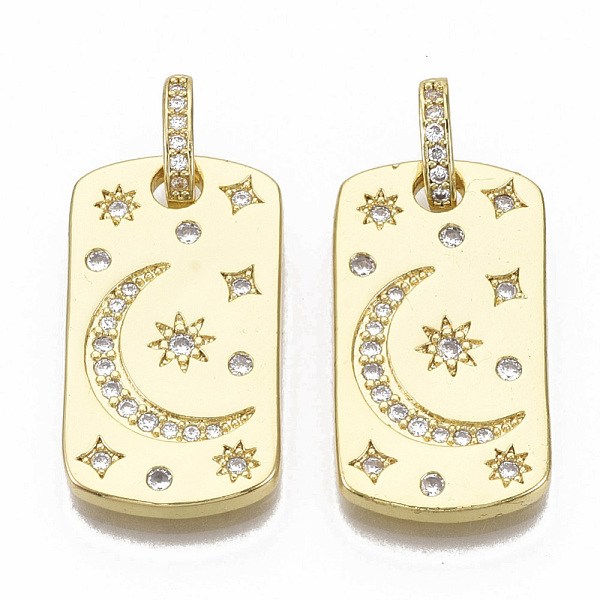 PandaHall Brass Micro Pave Cubic Zirconia Pendants, with Jump Rings, Nickel Free, Oval with Moon & Star, Clear, Real 16K Gold Plated...
PandaHall Brass Micro Pave Cubic Zirconia Pendants, with Jump Rings, Nickel Free, Oval with Moon & Star, Clear, Real 16K Gold Plated...