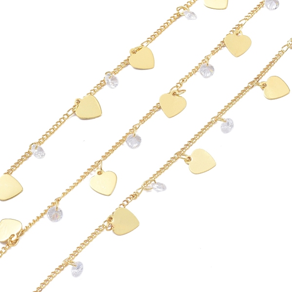 PandaHall Handmade Brass Curb Chains, Soldered, with Heart Charm, Clear Cubic Zirconia and Spool, Long-Lasting Plated, Real 18K Gold Plated...
PandaHall Handmade Brass Curb Chains, Soldered, with Heart Charm, Clear Cubic Zirconia and Spool, Long-Lasting Plated, Real 18K Gold Plated...