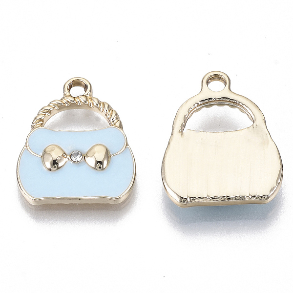 PandaHall Alloy Enamel Pendants, with Crystal Rhinestone, Light Gold, Bag, Sky Blue, 19x16x3mm, Hole: 2mm Alloy+Enamel Bag Clear
PandaHall Alloy Enamel Pendants, with Crystal Rhinestone, Light Gold, Bag, Sky Blue, 19x16x3mm, Hole: 2mm Alloy+Enamel Bag Clear