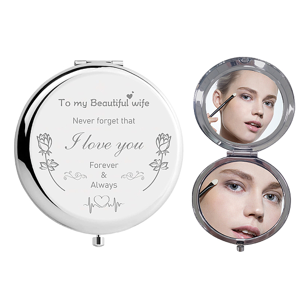 PandaHall 304 Stainless Steel Customization Mirror, Flat Round with Word, Rose Pattern, 7x6.5cm Stainless Steel Flower
PandaHall 304 Stainless Steel Customization Mirror, Flat Round with Word, Rose Pattern, 7x6.5cm Stainless Steel Flower