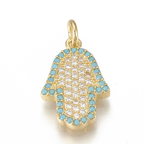 PandaHall Brass Micro Pave Cubic Zirconia Pendants, with Jump Rings, Hamsa Hand/Hand of Fatima /Hand of Miriam, Golden, 18x12x2mm, Hole: 3mm..., Blue
PandaHall Brass Micro Pave Cubic Zirconia Pendants, with Jump Rings, Hamsa Hand/Hand of Fatima /Hand of Miriam, Golden, 18x12x2mm, Hole: 3mm..., Blue