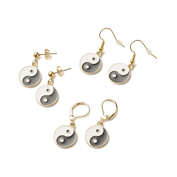 PandaHall 3 Pairs 3 Style Flat Round with Yin Yang Alloy Enamel Dangle Earrings & Stud & Leverback Earrings, Brass Drop Earrings, Golden..., Black
PandaHall 3 Pairs 3 Style Flat Round with Yin Yang Alloy Enamel Dangle Earrings & Stud & Leverback Earrings, Brass Drop Earrings, Golden..., Black