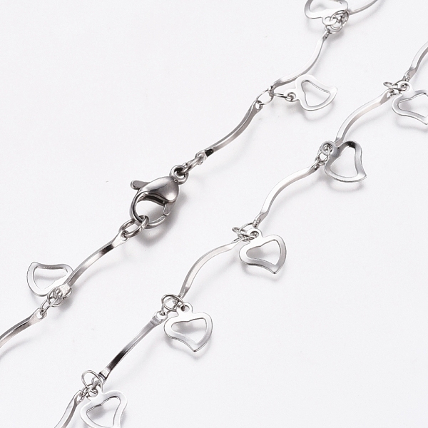 PandaHall 304 Stainless Steel Love Heart Charm Necklaces, Bar Link Chain Necklaces, with Lobster Claw Clasps, Stainless Steel Color, 17.5...
PandaHall 304 Stainless Steel Love Heart Charm Necklaces, Bar Link Chain Necklaces, with Lobster Claw Clasps, Stainless Steel Color, 17.5...