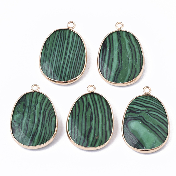 PandaHall Synthetic Malachite Pendants, with Golden Plated Edge Brass Findings, Nickel Free, Faceted, Oval, 25~26x17~18x5mm, Hole: 1.4mm...
PandaHall Synthetic Malachite Pendants, with Golden Plated Edge Brass Findings, Nickel Free, Faceted, Oval, 25~26x17~18x5mm, Hole: 1.4mm...