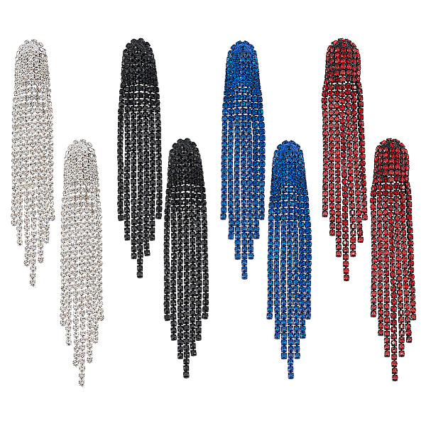 PandaHall ANATTASOUL 4 Pairs 4 Colors Rhinestone Chains Tassel Earrings, Alloy Dangle Stud Earrings, Mixed Color, 94x14mm, 1 Pair/color..., Multicolor
PandaHall ANATTASOUL 4 Pairs 4 Colors Rhinestone Chains Tassel Earrings, Alloy Dangle Stud Earrings, Mixed Color, 94x14mm, 1 Pair/color..., Multicolor