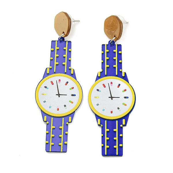 PandaHall Sparkling Acrylic Watch Dangle Stud Earrings with 304 Stainless Steel Pins, Royal Blue, 86x26.5mm Acrylic
PandaHall Sparkling Acrylic Watch Dangle Stud Earrings with 304 Stainless Steel Pins, Royal Blue, 86x26.5mm Acrylic