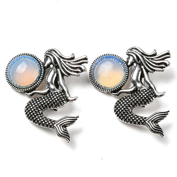 PandaHall Dual-use Items Alloy Mermaid Brooch, with Opalite, Antique Silver, 42x37x12mm, Hole: 8x3mm Opalite Mermaid
PandaHall Dual-use Items Alloy Mermaid Brooch, with Opalite, Antique Silver, 42x37x12mm, Hole: 8x3mm Opalite Mermaid