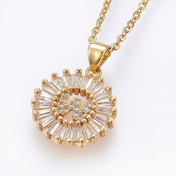 PandaHall 304 Stainless Steel Initial Pendant Necklaces, with Cubic Zirconia, Flat Round with Letter, Golden, Letter.W, 17.71 inch(45cm)..., Clear
PandaHall 304 Stainless Steel Initial Pendant Necklaces, with Cubic Zirconia, Flat Round with Letter, Golden, Letter.W, 17.71 inch(45cm)..., Clear