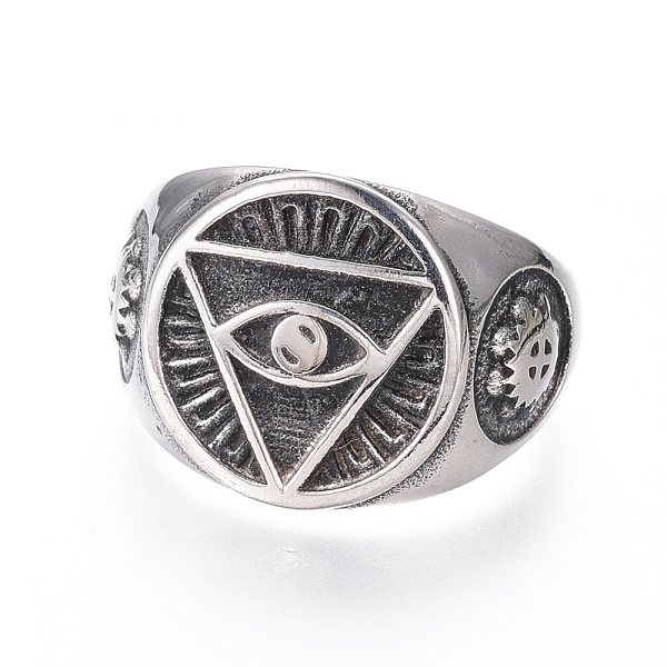 PandaHall 304 Stainless Steel Signet Rings for Men, Wide Band Finger Rings, All Seeing Eye, Antique Silver, Size 7~12, 17~22mm 304 Stainless...
PandaHall 304 Stainless Steel Signet Rings for Men, Wide Band Finger Rings, All Seeing Eye, Antique Silver, Size 7~12, 17~22mm 304 Stainless...