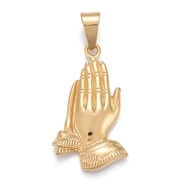 PandaHall 304 Stainless Steel Pendants, Praying Hands, Golden, 45.5x26.5x4mm, Hole: 6.5x12mm 304 Stainless Steel Palm
PandaHall 304 Stainless Steel Pendants, Praying Hands, Golden, 45.5x26.5x4mm, Hole: 6.5x12mm 304 Stainless Steel Palm