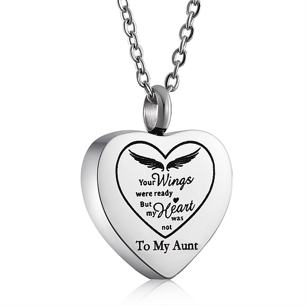 PandaHall Stainless Steel Heart Urn Ashes Pendant Necklace, Word To My Aunt Memorial Jewelry for Men Women, Stainless Steel Color, 19.69...
PandaHall Stainless Steel Heart Urn Ashes Pendant Necklace, Word To My Aunt Memorial Jewelry for Men Women, Stainless Steel Color, 19.69...