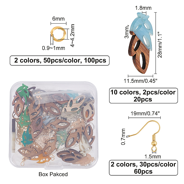 PandaHall Olycraft DIY 10Pairs Leaf Earring Making Kits, Including 10 Colors Resin & Walnut Wood Pendants, Brass Earring Hooks & Jump Rings..., Multicolor
PandaHall Olycraft DIY 10Pairs Leaf Earring Making Kits, Including 10 Colors Resin & Walnut Wood Pendants, Brass Earring Hooks & Jump Rings..., Multicolor