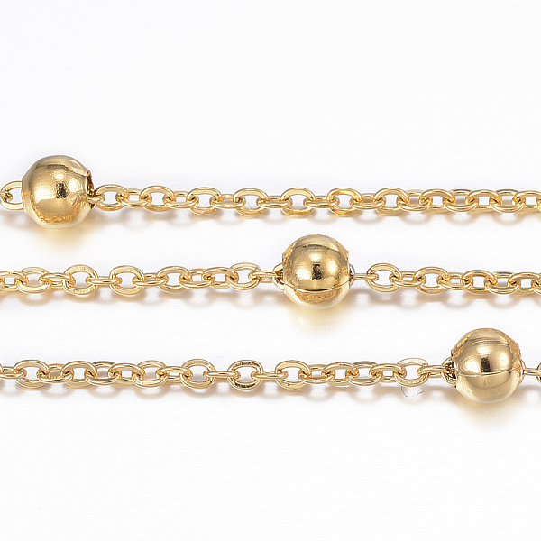PandaHall Ion Plating(IP) 304 Stainless Steel Cable Chains, Satellite Chains, with Steel Beads, Soldered, with Spool, Flat Oval, Golden...
PandaHall Ion Plating(IP) 304 Stainless Steel Cable Chains, Satellite Chains, with Steel Beads, Soldered, with Spool, Flat Oval, Golden...