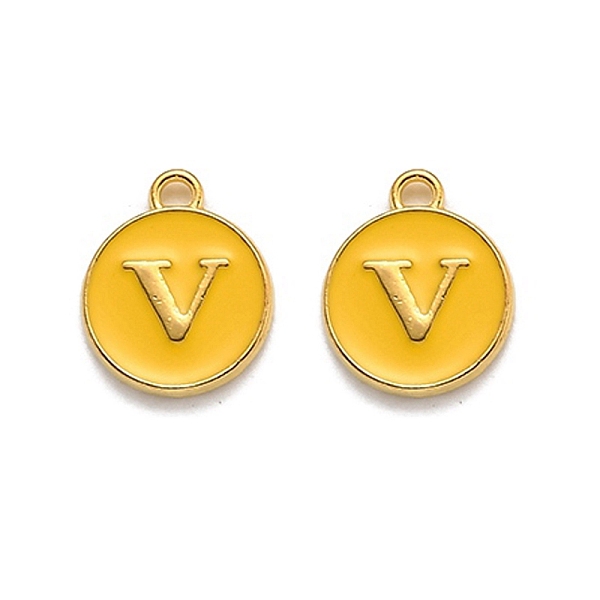 PandaHall Golden Plated Alloy Enamel Charms, Enamelled Sequins, Flat Round with Alphabet, Letter.V, Yellow, 14x12x2mm, Hole: 1.5mm...
PandaHall Golden Plated Alloy Enamel Charms, Enamelled Sequins, Flat Round with Alphabet, Letter.V, Yellow, 14x12x2mm, Hole: 1.5mm...