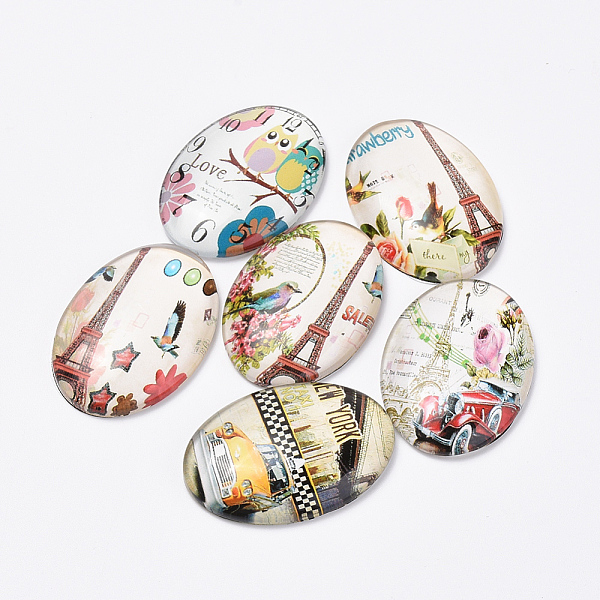 PandaHall Printed Glass Flat Back Cabochons, Flat Oval, Building Pattern, Mixed Color, 25x18x5mm Glass Oval Multicolor
PandaHall Printed Glass Flat Back Cabochons, Flat Oval, Building Pattern, Mixed Color, 25x18x5mm Glass Oval Multicolor